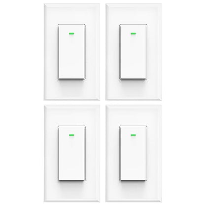 Smart light switch, Compatible with Alexa, Compatible with Google Assistant, No Hub Required, Smart Home WiFi Wireless, Suit for 1/2/3/4 Gang Switch Box, Neutral Wire Required, White Micmi 4pack