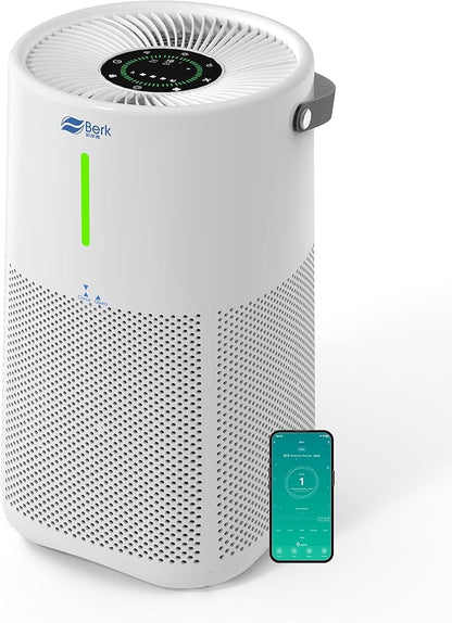 Berk Air Purifiers for Home Living Room,Cover Up to 1550 Ft²,Smart HEPA Air Purifier,PM2.5 Air Quality Display,Portable Air Purifier for Pets Hair, Smoke, Odors,Pollen (D3S-Smart)