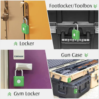 Pothunder Fingerprint Padlock, Smart Padlock, Locker Lock, Combination Lock, Fingerprint Lock with APP Unlock, USB Rechargeable, Suitable for Gym Locker, Locker(Avocado Green)