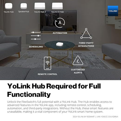 YoLink FlexSwitch, Single Pole Switch, Long-Lasting Battery Powered Smart Light Switch - No Neutral Wire Needed, Timer & Schedule Functions, Over-Temperature Protection, YoLink Hub Required