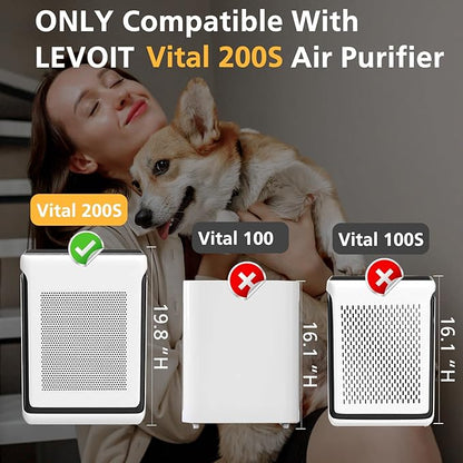 Vital 200S Smoke Remover Replacement Filter for LEVOIT Vital 200S and Vital 200S-P Air Purifier, High-Efficiency Activated Carbon Filter, Vital 200S-RF-SR