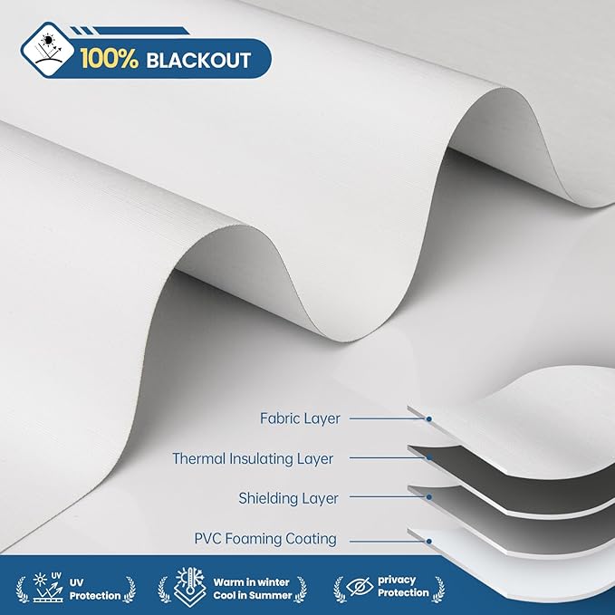 No Drill Motorized Blinds with Remote, Blackout Automatic Blinds with Solar Panel, Cordless Smart Electric Roller Shades for Windows, White, 32½ x 72