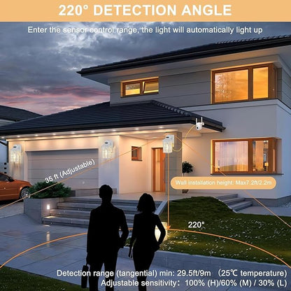 Porch Lights with GFCI Outlet with Remote,Dusk to Dawn Motion Sensor Outdoor Light, Upgraded 4 Lighting Modes Exterior Fixture Waterproof Outside Lights for House Patio Garage