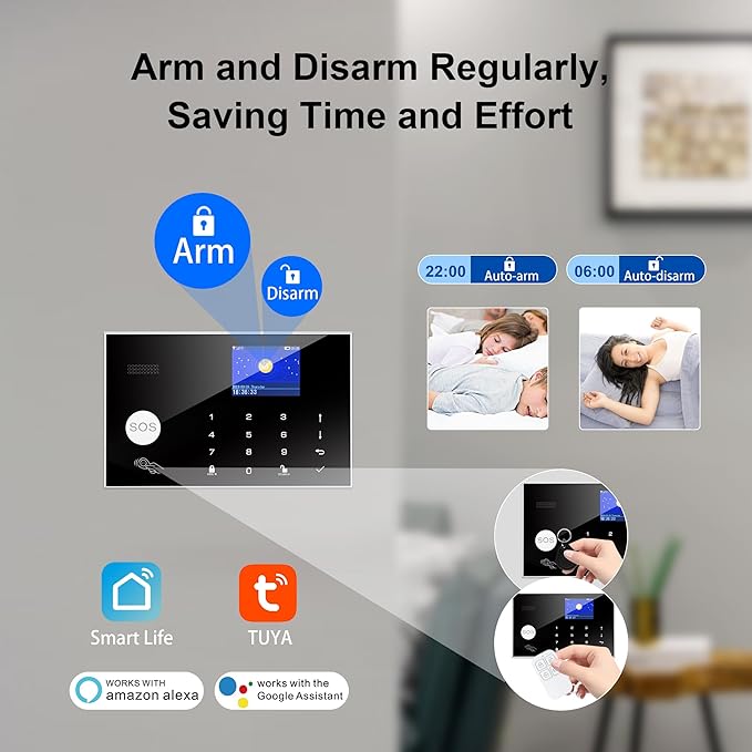 Wireless Home Alarm System, 13pcs GSM SMS 2G WiFi Full Burglar Alarm System, Siren Alarm with PIR, Door Window Sensor, Camera, Remote Control for Apartment, Garage, Office