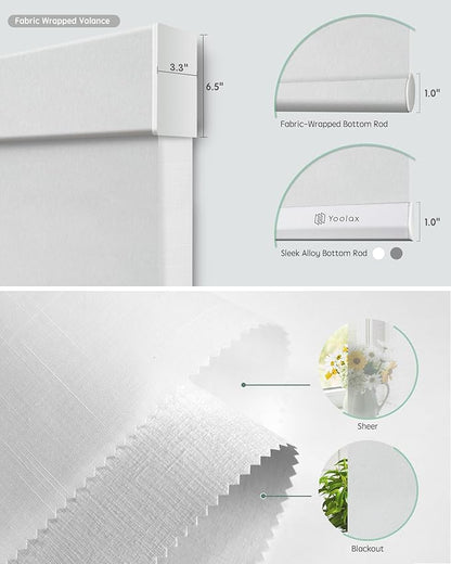 Yoolax Smart Dual Roller Shades, Motorized Blinds with Remote Smart Blinds Compatible with Alexa, Blackout & Sheer Automatic Dual Shades for Windows (V-Shimmer White & V-Haze White)