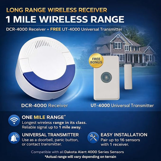 Dakota Alert DCR-4000 Driveway Alarm Receiver with UT-4000 Transmittter