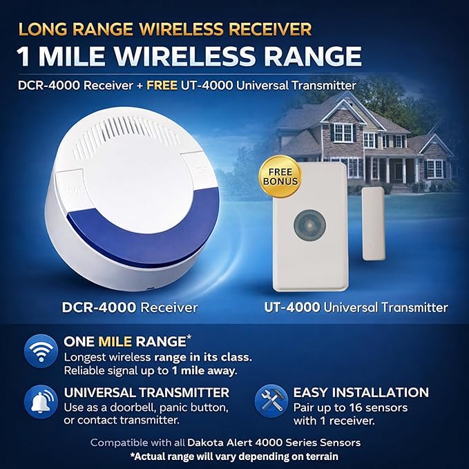 Dakota Alert DCPA-4000 Wireless Driveway Alarm Probe Kit with Bonus UT-4000
