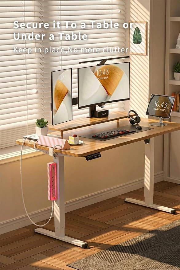 Desk Clamp Power Strip with Nightlight, 40W Fast Charging, 10FT Extension Cord, 4x20W USB-C & 2 USB Ports, 5 AC Outlets, Fits 1.69-Inch Table Edges