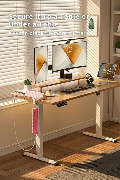 Desk Clamp Power Strip with Nightlight, 40W Fast Charging, 10FT Extension Cord, 4x20W USB-C & 2 USB Ports, 5 AC Outlets, Fits 1.69-Inch Table Edges