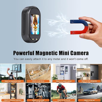 Mini Body Camera,Wearable Action Camera,Magnetic Worn Camera for Shirt,Thumb Size Hands Free Recording Necklace Body Cam for Pets,Travel,Work,Water Sports,Outdoor Adventures(Black, 64GB)