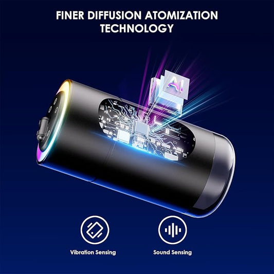 Smart Car Air Freshener Diffuser - 160ml Lasts Up to 6 Months, Leakproof Auto On/Off Vibration Sensor, 3 Adjustable Modes, Star Lights & Sound-Sync RGB - Car Accessories Gifts for Men (Lemongrass)