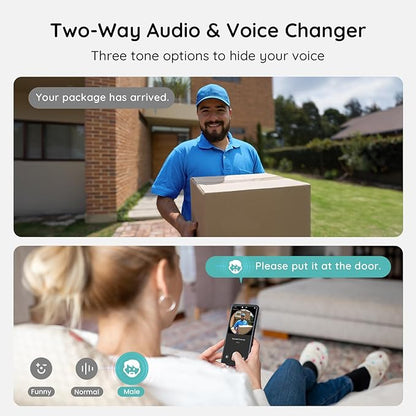 BOIFUN Video Doorbell Camera Wireless, 180° Wide View, 2K HD, No Subscription, AI Human Detection, Head-to-Toe, HDR Night Vision, Two-Way Audio, Battery Powered with Chime, 2.4 GHz Wi-Fi Only
