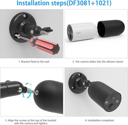 Adjustable Mount and Silicone Skin Cover for TP-Link Tapo MagCam 2024 PCMag(Tapo C425) and Tapo SolarCam 2K Security Cameras (Black)