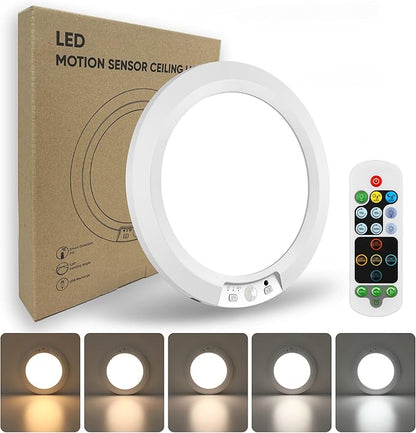 Wireless Motion Sensor Ceiling Light, 7.5" Ultra-Thin 8000mAh Rechargeable, 450 LM, 5 Color Temps, Dimmable with Timer & Remote, Magnetic/Screw Mount for Closet, Hallway, Pantry, 1-Pack