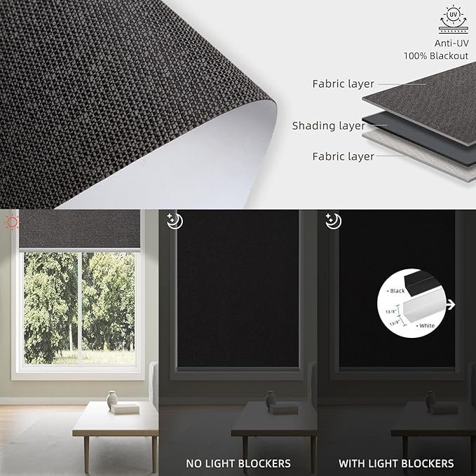 SmartWings Motorized 100% Blackout Shades Blinds, Custom Size, Cordless Window Shades with Rechargeable Battery, Work with Matter/Apple HomeKit, Alexa, Thread/Zigbee, Remote Optional, Eclipse Umber