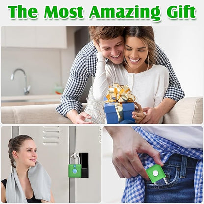 Pothunder Fingerprint Padlock, Smart Padlock, Locker Lock, Combination Lock, Fingerprint Lock with APP Unlock, USB Rechargeable, Suitable for Gym Locker, Locker(Avocado Green)
