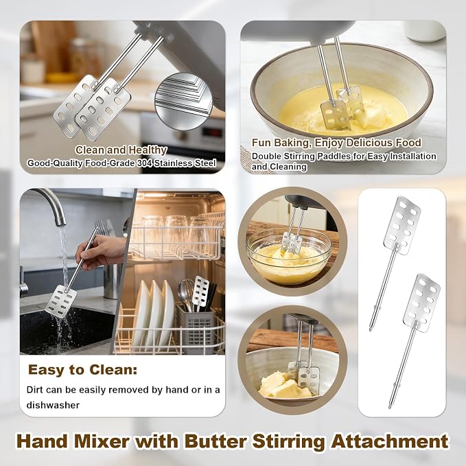 2pcs Hand Mixer Butter Beater Sticks Replacement for MX600B MX3200B MX1500W | Hand Mixer Butter Beater Sticks Replacement Compatible with MX Series Electric Hand Mixers for Making Fresh Homemade Butter