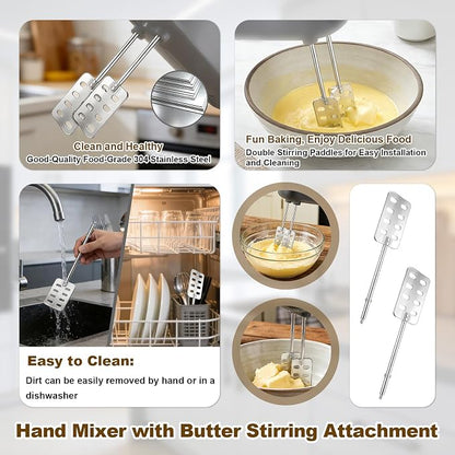 2pcs Hand Mixer Butter Beater Sticks Replacement for MX600B MX3200B MX1500W | Hand Mixer Butter Beater Sticks Replacement Compatible with MX Series Electric Hand Mixers for Making Fresh Homemade Butter