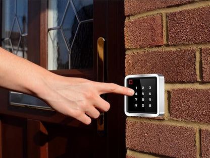 Access Control System Kit with IP68 Waterproof Metal Touch Keypad, 1200LB Magnetic Lock, Zinc Alloy Exit Button, 2 Remote Controls and Tuya App Remote Access
