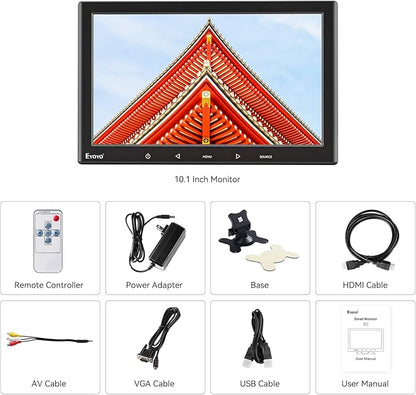 Eyoyo 10 Inch Mini Monitor - 1024x600 Small Computer Screen with HDMI Mini-VGA AV USB Input for Security, LCD PC, Home, Office, POS Systems, Car