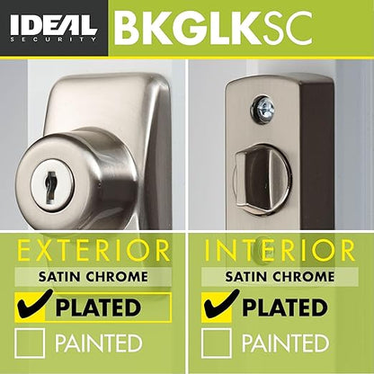 Ideal Security Deadbolt for Storm and Screen Doors, Satin Silver, Key Lock