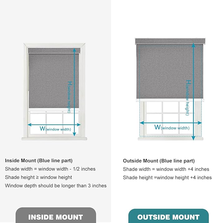 Changshade Custom Size Cordless Roller Shades with Valance, Blackout Roller Shades for Windows Roll-up Fabric Blinds with Thermal Insulated for French Door, Easy Installation Deep Grey