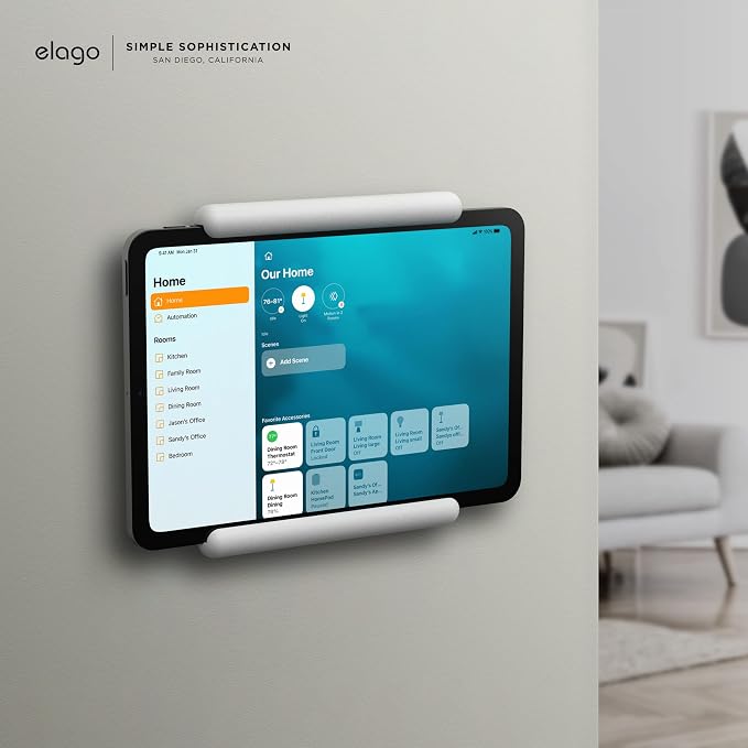 elago Home Hub Mount for iPad mini/Air/Pro | [iPad Wall Mount] [Homekit Mount] [Easy Installation] [Scratch-Free] [Cable Management Included] [White]