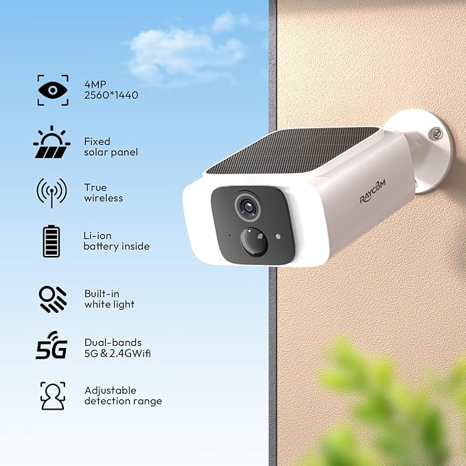 5G WiFi Security Cameras Wireless Outdoor 4Pack, Solar Outdoor Cameras for Home Security with AI Motion Detection & Siren,Color Night Vision, 2-Way Talk, IP66 Waterproof,Cloud/SD