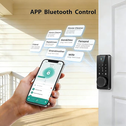 Keyless Entry Door Lock, Biquole Smart Lock with App Control, Fingerprint Door Lock, Electronic Keypad Deadbolt, Auto & One Touch Lock | Digital Smart Door Locks | Easy Installation | IP54 Waterproof