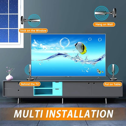 TV Antenna for Smart TV Indoor, 2026 HD Antenna with Strong Magnetic Base, 360°&Long Range Reception TVs Antenna for Local Channels, Easy Setup Antennas for TVs Without Cable (Black+Green)