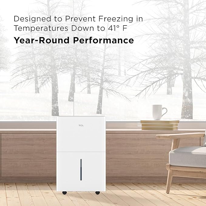 TCL 3000 Sq. Ft. Smart Dehumidifier, Energy Star Most Efficient 2024, Ultra-compact, 32 Pints Per Day, for Whole House, Basement, Bathroom & Bedroom, Compatible with Alexa/Google Assistant, (H32D44W)
