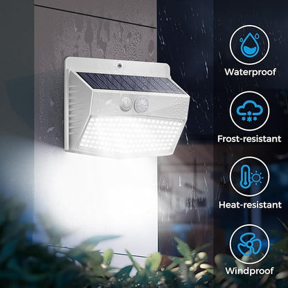 Peasur 1 Pack Solar Motion Lights Outdoor, Solar Security Light with 3 Modes, IP65 Waterproof Flood Lights Outside for Camping Garden Patio Garage Backyard, White