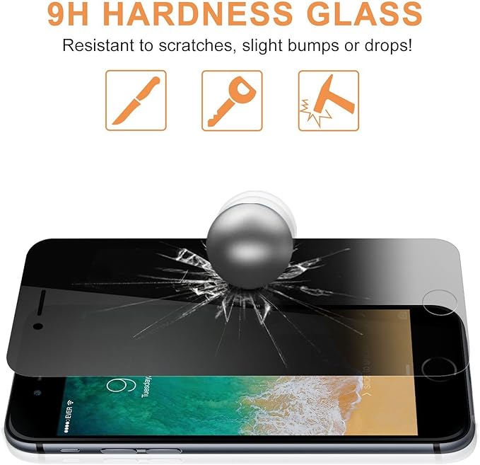 YWXTW [2 Pack] for iPhone 8 Plus iPhone 7 Plus Privacy Screen Protector, Tempered Glass Scratch-Resistant 9H Hardness Bubble Free Black Film Screen Protector for Apple iPhone 7 Plus, 8 Plus