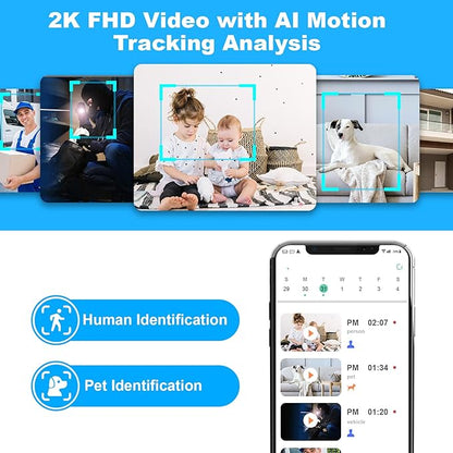 Cloarks 2K Indoor Camera, 5/2.4 GHz WiFi Pan/Tilt Security Camera with AI Motion Detection, One-Click Call for Baby Monitor, Wired Pet Camera with 2-Way Audio, 24/7, Siren Alarm, TF/Cloud Storage