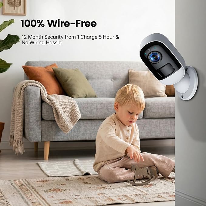 Security Cameras Wireless Outdoor, 3MP Security Camera with Magnetic Base, IP65 Waterproof, 2-Way Talk, AI Motion Detection Spotlight Siren Alarm Cameras for Home Security