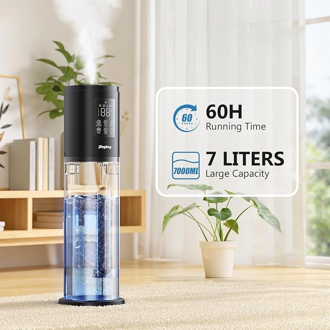 Humidifiers for Bedroom Large Room Humidifiers for Home,7L/1.85Gal Large Humidifier with Smart App & Remote Control, 4 Mist Levels Cool Mist Humidifiers Black