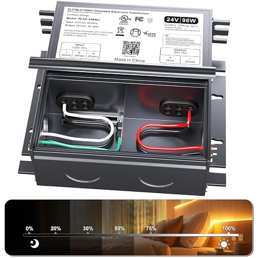 Dimmable LED Driver 96W 24V for Lutron & Leviton Dimmer,Triac/ELV/MLV AC to DC Power Supply Transformer for LED Strip Light Dimmable,Constant Voltage Projects,UL&FCC-Listed,Class 2