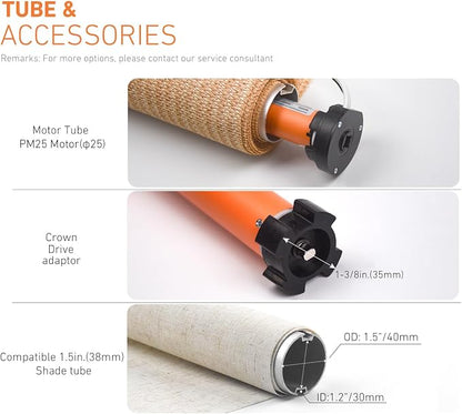 Tuya WiFi Smart Roller Shade Motor for 1.5" (38mm) Tubes – Compatible with Alexa & Google Home – App/Timer Control – No Hub Needed – DIY Electric Motor for Roller Blinds & Shades