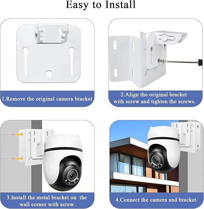 Metal Camera Corner Mount Compatible with TP-Link Tapo C500/C510W/C520WS/C530WS,Reolink Argus PT/Go PT Ultra,AOSU SolarCam D1 Classic/Max/SE/Lite,PTZ Camera, Large Outside Wall Corner Mount Bracket