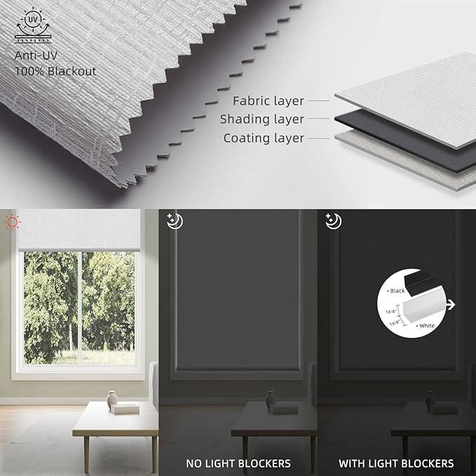 SmartWings Motorized 100% Blackout Shades Blinds, Custom Size, Cordless Window Shades with Rechargeable Battery, Works with Matter/Apple HomeKit, Alexa, Thread/Zigbee, Remote Optional, Safar White