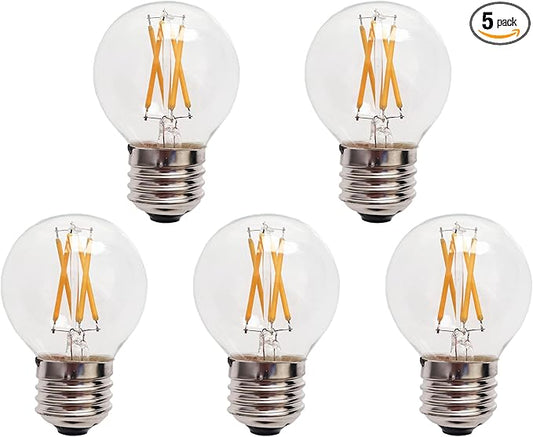 Dimmable G16.5 Light Bulb LED,4W E26 LED Bulb 2700K Warm White,e26 40W Globe Bulb Edison Style,Clear Glass AC120V 400lm Pack of 5