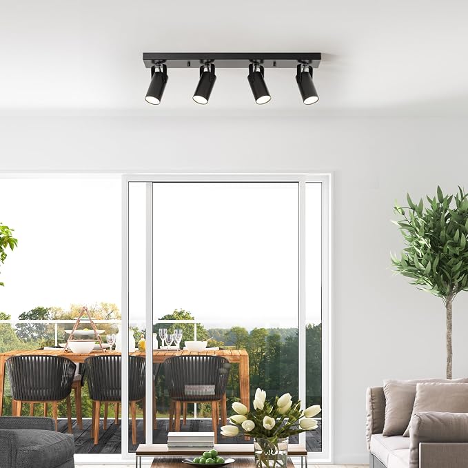 Globe Electric 64000051 24" 4-Light 22W Dimmable LED Integrated Track Lighting, Matte Black, Lighting for Kitchen, Bathroom, Bedroom, or Dining Room, Living Room Ceiling Lights, Light Fixture