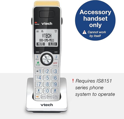 VTech IS8101 Accessory Handset for IS8151 Phones with Super Long Range up to 2300 Feet DECT 6.0, Call Blocking, Connect to Cell, Headset jack, Belt-clip, Power backup, Intercom and Expandable to 12 HS