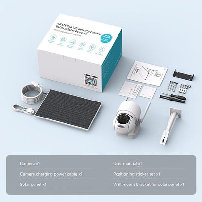 Oculview 2K Solar Security Camera Wireless Outdoor, 1PCS Outdoor Camera Wireless with 360° View, Cameras for Home Security with Color Night Vision, 4G LTE Cellular, No Wi-Fi Needed, 1 Pack, White