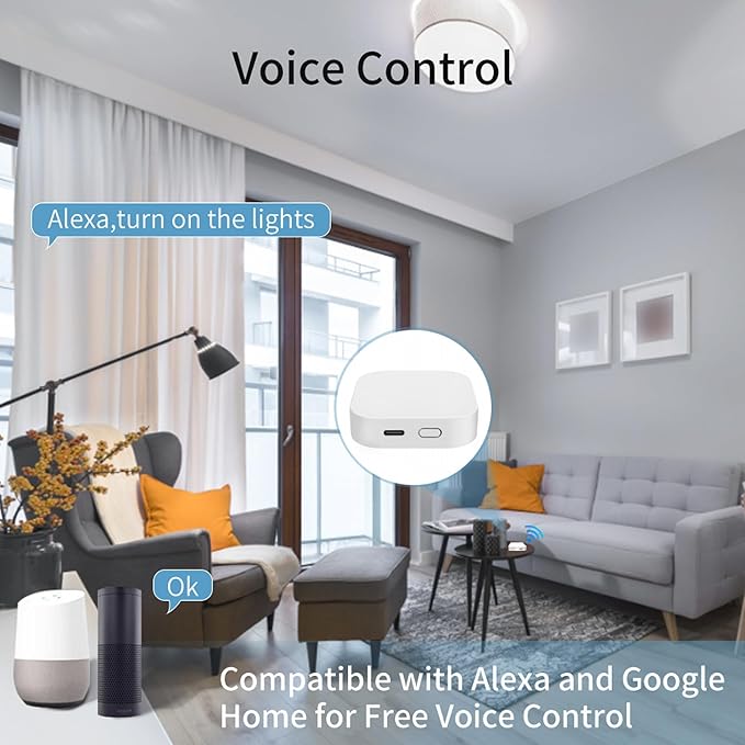 Bluetooth SIG Mesh Wireless Hub Gateway, 2.4GHz WiFi Required, Compatible with Alexa, Google Home, IFTTT, Works with Tuya/Smartlife APP, Smart Bridge for Home Automation Devices