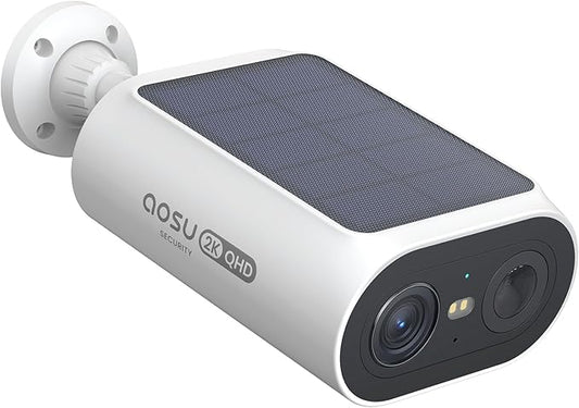 aosu Solar Security Cameras Wireless Outdoor, 2Mins DIY Installation 2K Color Night Vision Cameras for Home Security, Compatible aosuBase Only