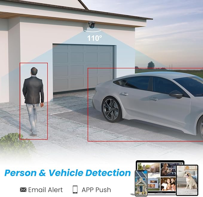 Anpviz 4K 8MP PoE Security IP Camera Outdoor Wired, AI Human Vehicle Detection, 100FT Smart Dual Light Color Night Vision, Built-in Mic, IP66 Waterproof, Black, NDAA, IPC-D3B83B-S (U Series)