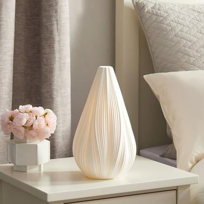 RONDURE Modern Ceramic Decorative Table Lamp Living Room Bedroom Bedside | Handcrafted Unique Warm Ambient Lighting Lamp, Accent White Translucent Ceramic shade, Fully Dimmable, Corded, Bulb Included