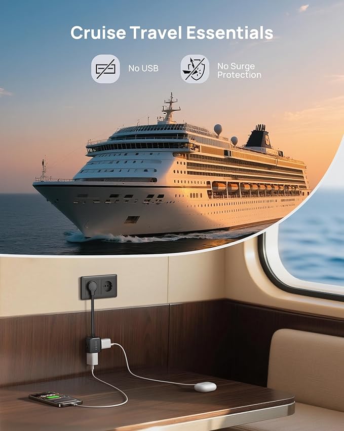 TROND Flat Outlet Extender with 6 Inch Cord - ETL Listed Multi Plug Extension Outlet Splitter, Electrical 3 Way Plug Adapter Wall Extender for Home Office Cruise Ship Travel Essentials, Black