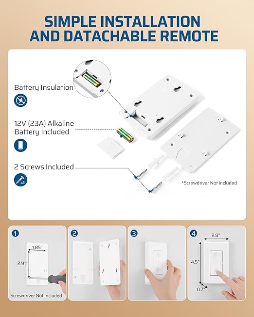 DEWENWILS Remote Control Outlet, Wireless Light Switch for Lamps, Fans, Household Appliances, Up to 100FT Range, Programmable Remote Outlet Switch, White